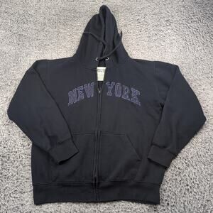 New York Hoodie Adult Large Blue Zip Up Destination Sweatshirt Fleece Tourist